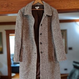 Ann Taylor Loft Size 16 Brown Tweed Wool Blend Women Coat Jacket Formal #123987